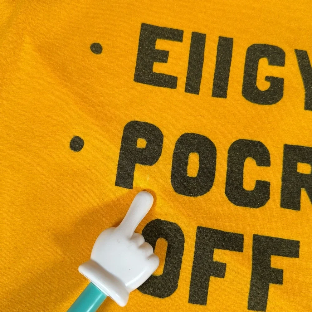 Vintage EIIGY POCR F**k Off Flip T Shirt Mens XL (Fits L) Funny Made In USA 90s - Picture 5 of 10